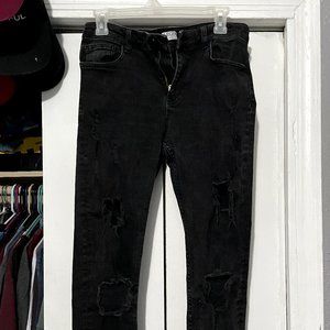 Legend London Black Jeans - Ripped Style - Size 32 Short - M